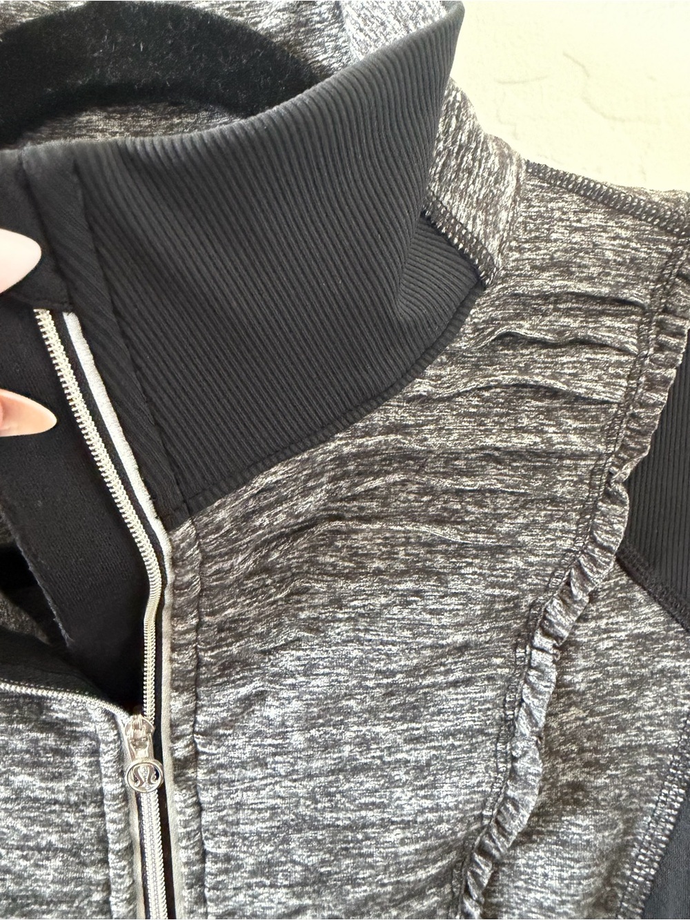 Grey Heather Quarter-Zip Pullover with Textured Front - Picture 5 of 8